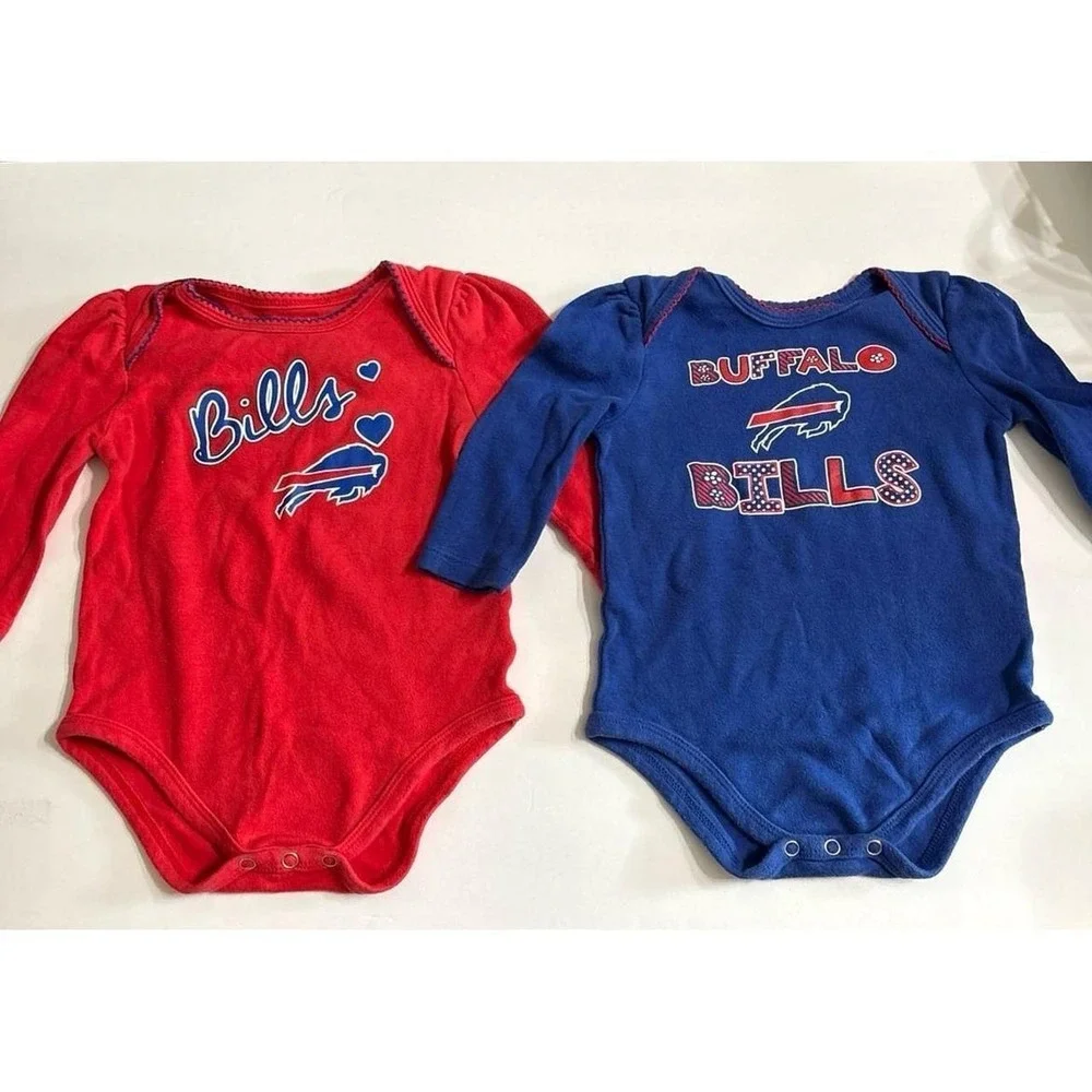 Buffalo Bills Red & Blue Long Sleep Romper Bundle (18 Mon) 2 rompers NFL